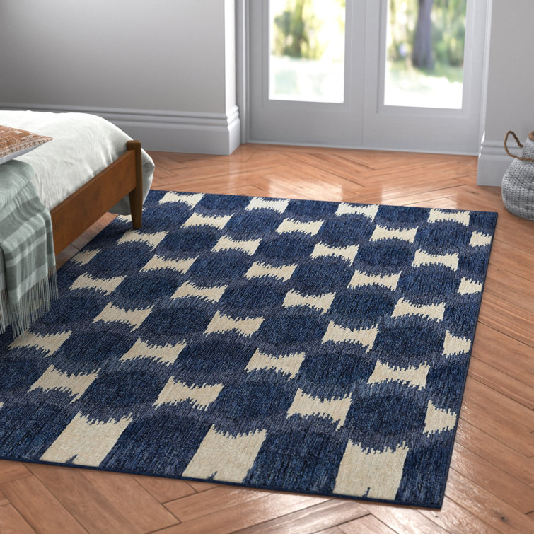 Chiara Handmade Wool Navy Blue/Beige Rug | Joss & Main